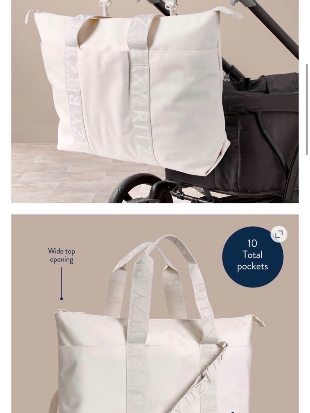 Itzy Ritzy Cream Tote - Picture 2 of 3